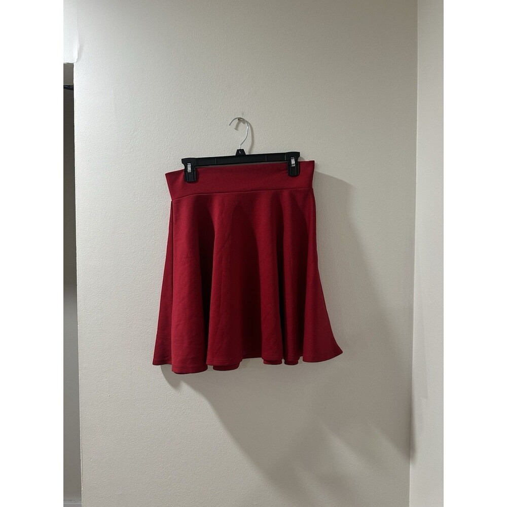 Made by Johnny Women's Basic Versatile Stretchy Flared Skater Skirt Medium Red